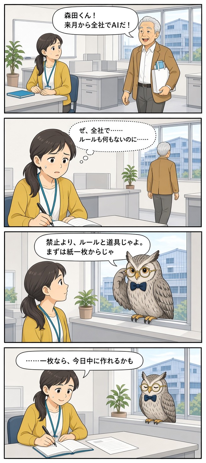 漫画『ミナト精密のAI係』「社長、来月からAIやるぞ」