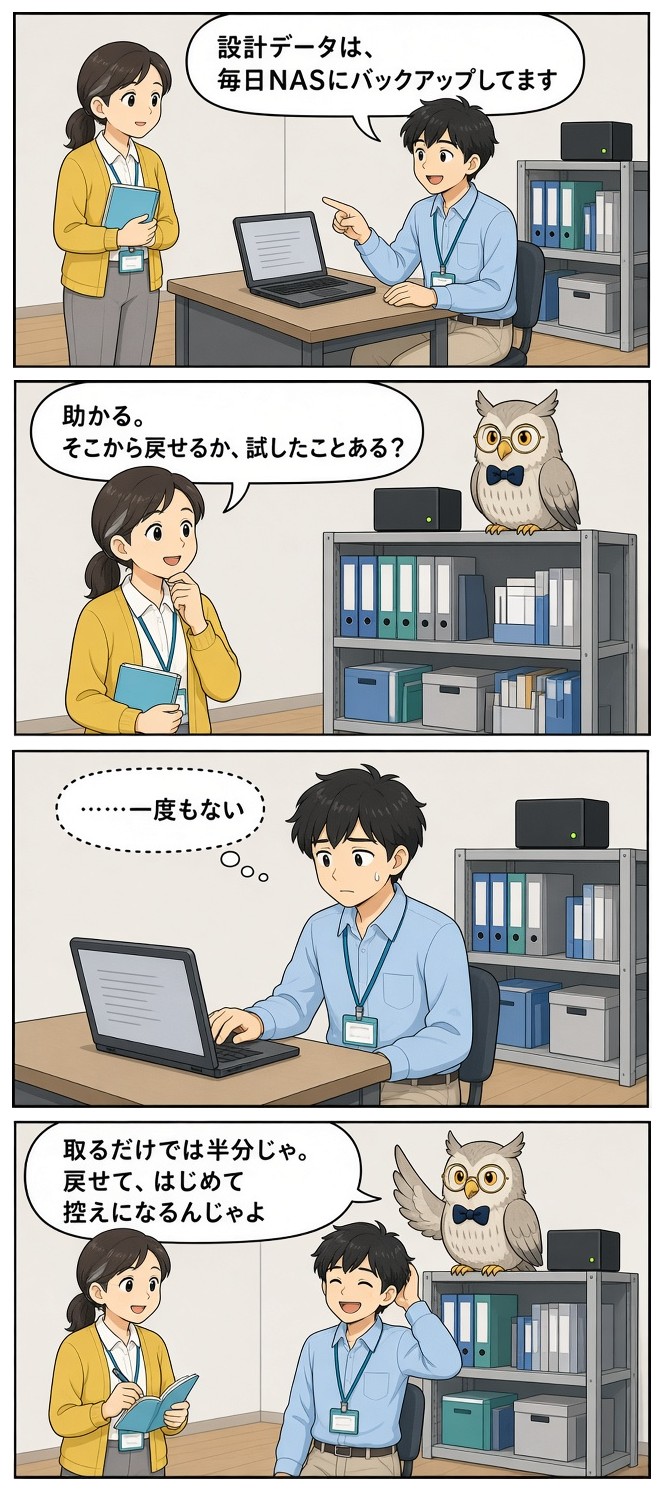 漫画『ミナト精密のAI係』「戻せるか、試した？」