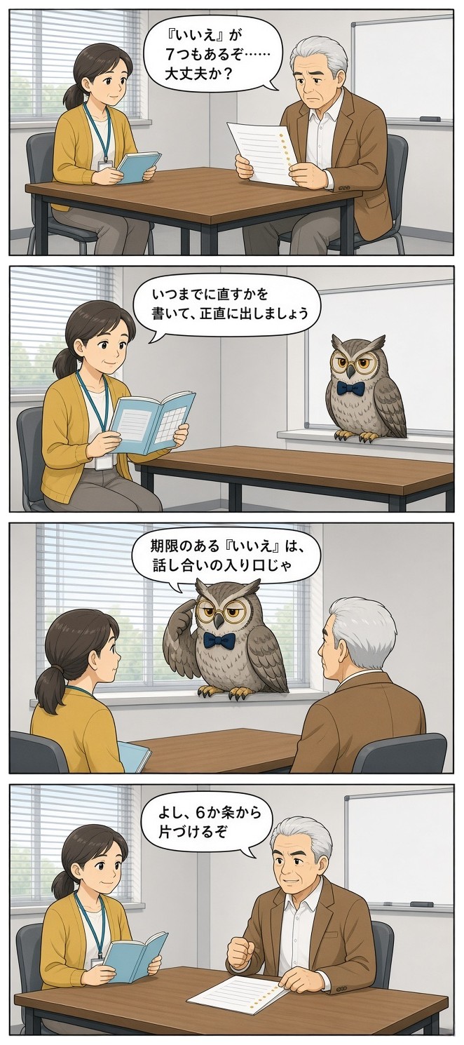 漫画『ミナト精密のAI係』「いいえが7つもあるぞ」